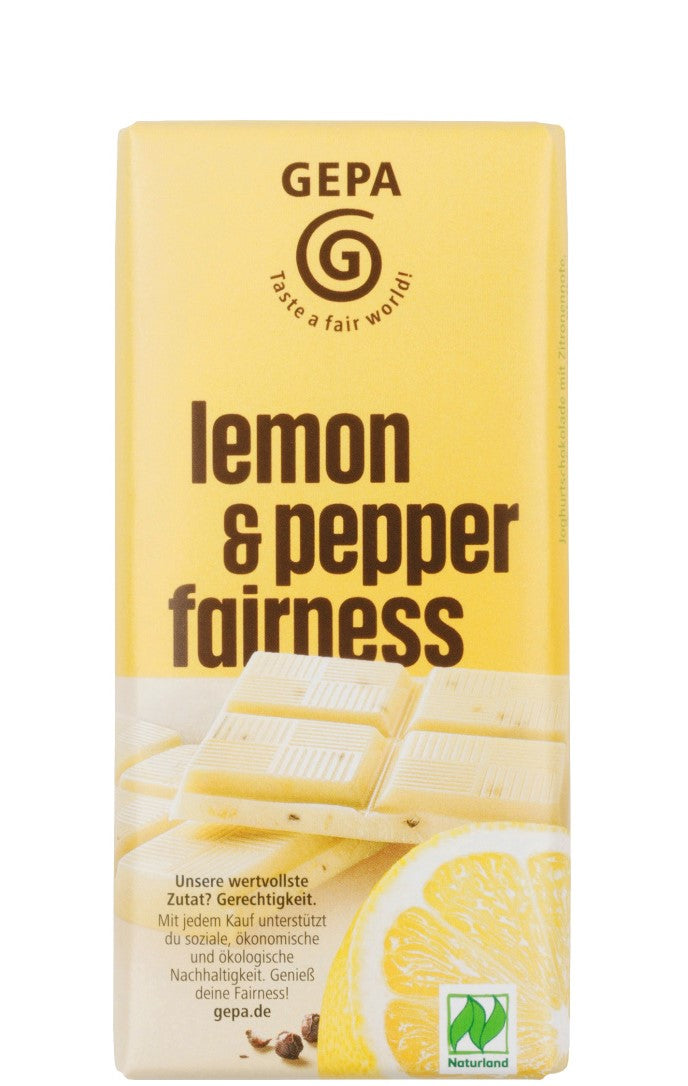 GEPA BIO White Chocolate Lemon Black Pepper 40g bar