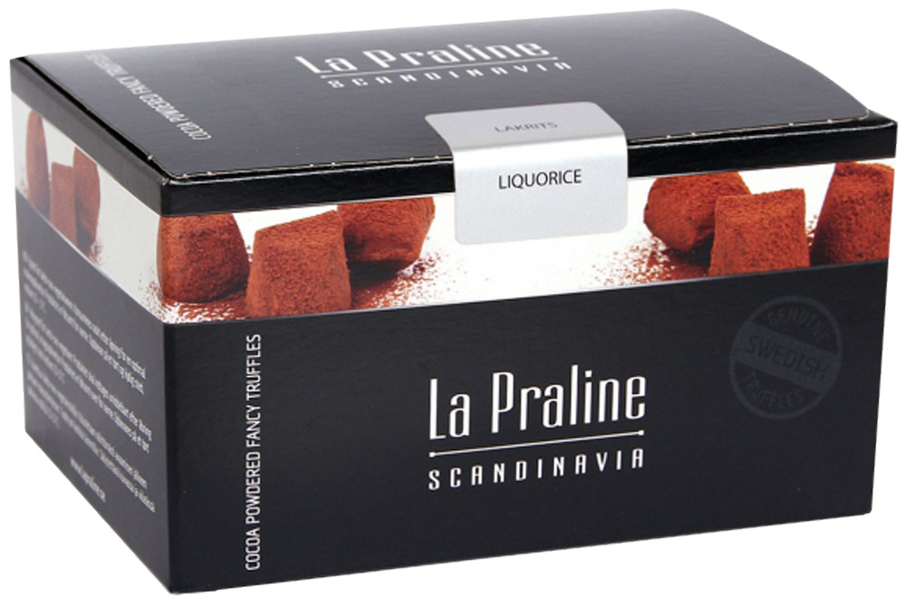 Liquorice flavored chocolates from La Praline Scandinavia