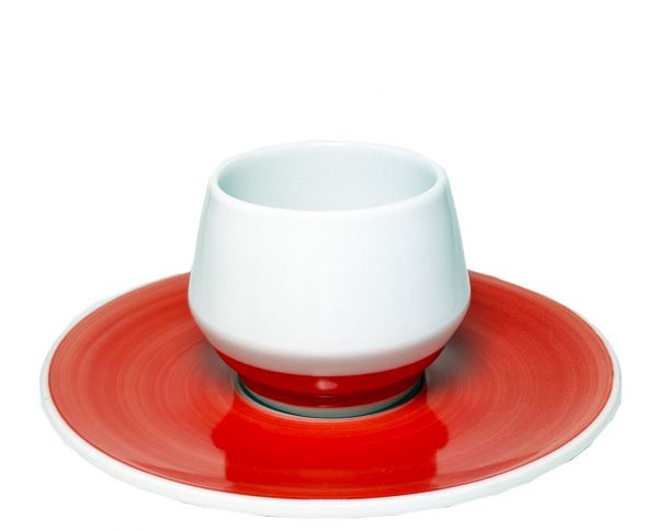 Set of 4 white and red espresso cups (Collection: Maniko) - Club House