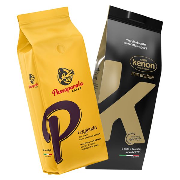 Espresso Probierset JBM Duo 2 mal 1 Kilogramm Bohnen mit 5% Jamaica Blue Mountain
